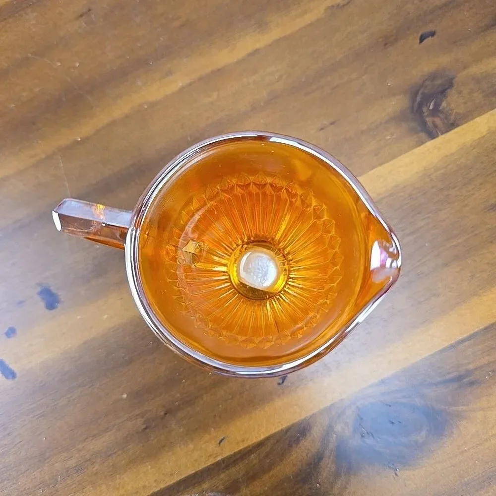 Jeannette Glass Anniversary Iridescent Marigold Creamer‎ Vintage Glassware
